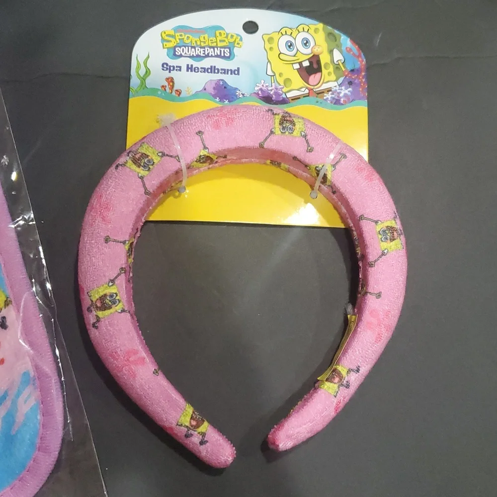 Spongebob squarepants pink and blue 2piece headband and towel spa set brand new - Picture 5 of 7